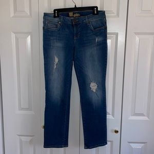 KUT Straight Leg Distressed Denim Jeans. Size 8. Inseam 28-1/2".